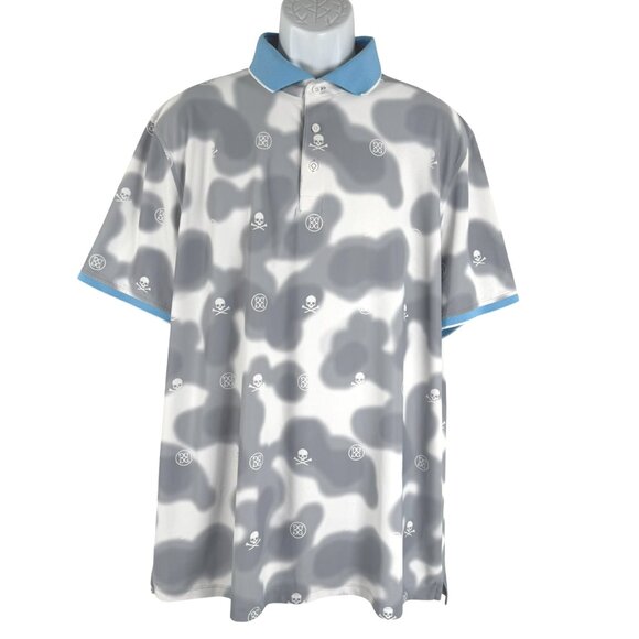 G/Fore Golf Polo Shirt 2XL Blur Icon Camo Tech Pique Skull Short Sleeve TP-3567 - Picture 1 of 11